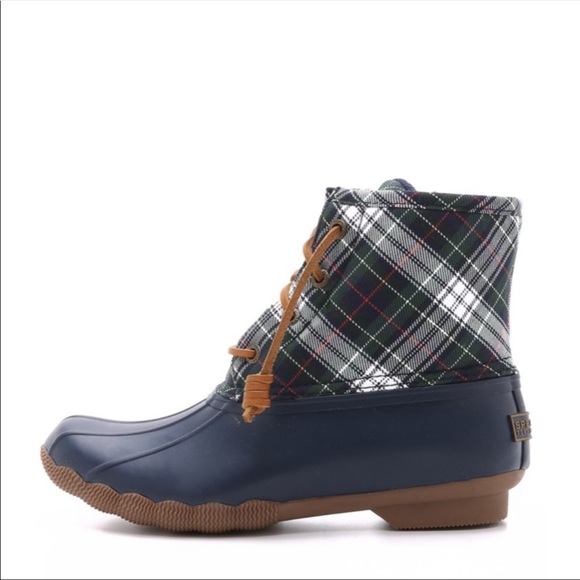 womens sperry plaid duck boots